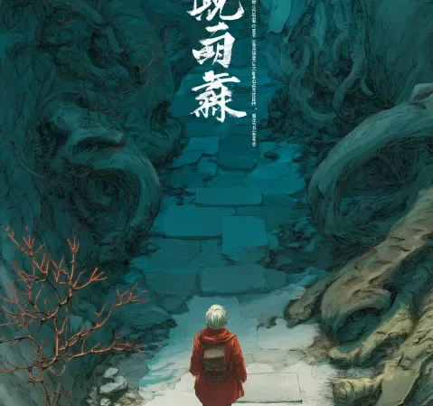 漫画阅读场景，书架与散落的漫画书
